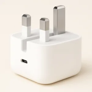 Advertisement showing an iPhone charging rapidly with a fast charger, reaching 60% battery in 30 minutes compared to 20% with a standard charger