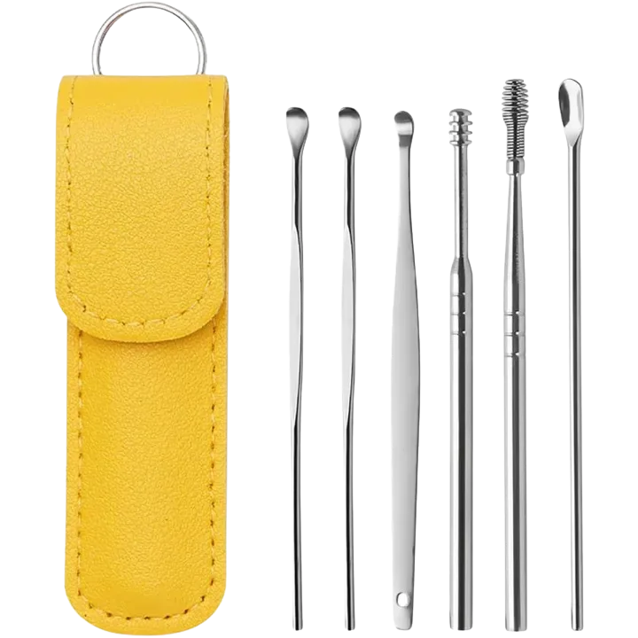 Complete Ear Wax Cleaning Kit - 6 Tools in Premium Leather Bag