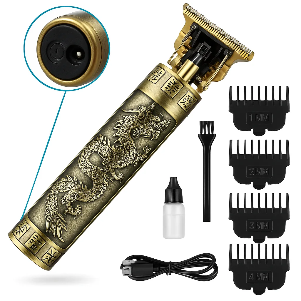 Powerful T9 Hair Trimmer – Rechargeable, Long Battery Life, and Multiple Attachments